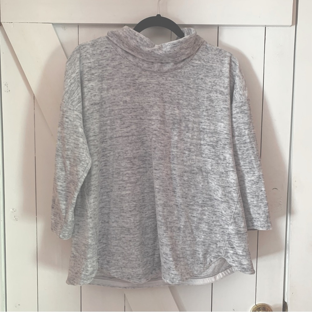 Gray Pullover Cowl Neck Sweater Soft Fleece Athletic Athleisure T by Talbots XLP
